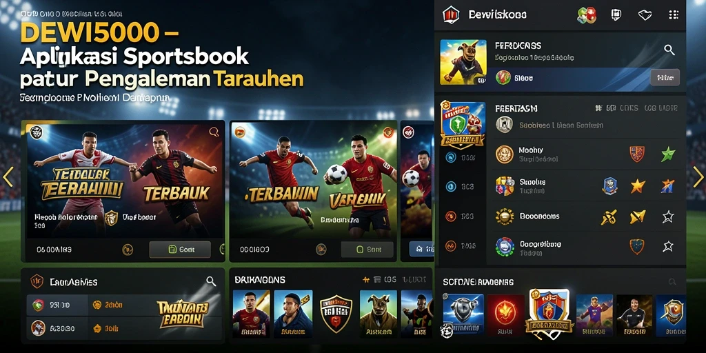 Tampilan utama DEWI5000 dengan berbagai pilihan taruhan olahraga.