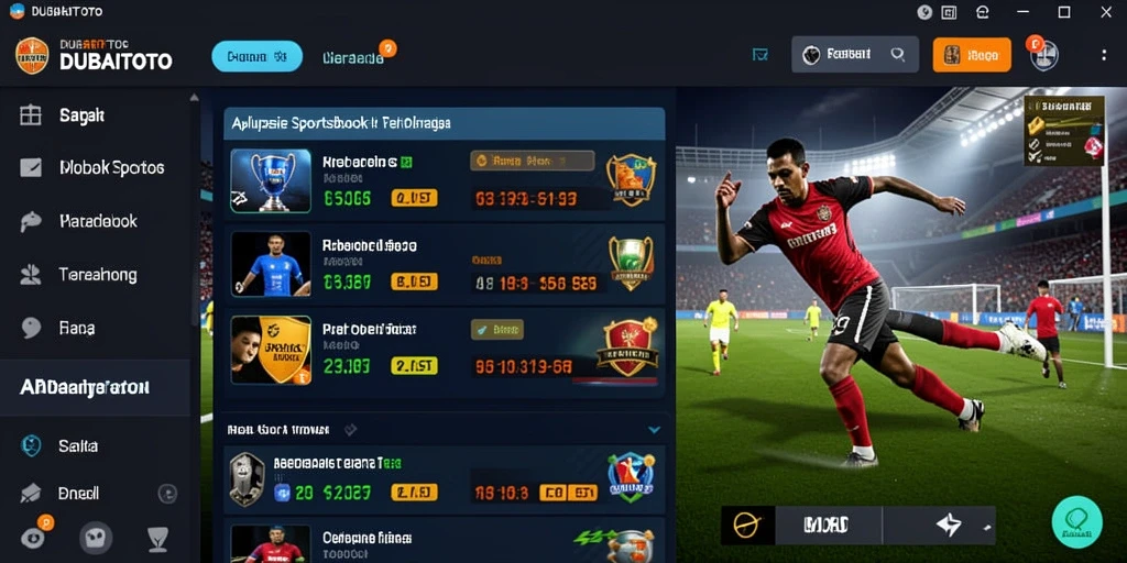 Screenshot gameplay DUBAITOTO yang menunjukkan taruhan olahraga secara langsung.