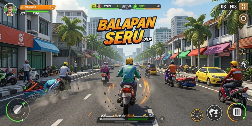 Gameplay menarik F08 dengan balapan yang penuh aksi.
