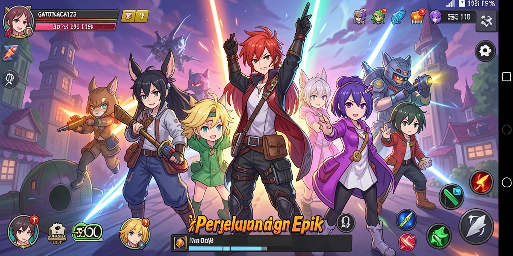 Tangkapan layar GATOTKACA123 menampilkan aksi pertarungan karakter anime.
