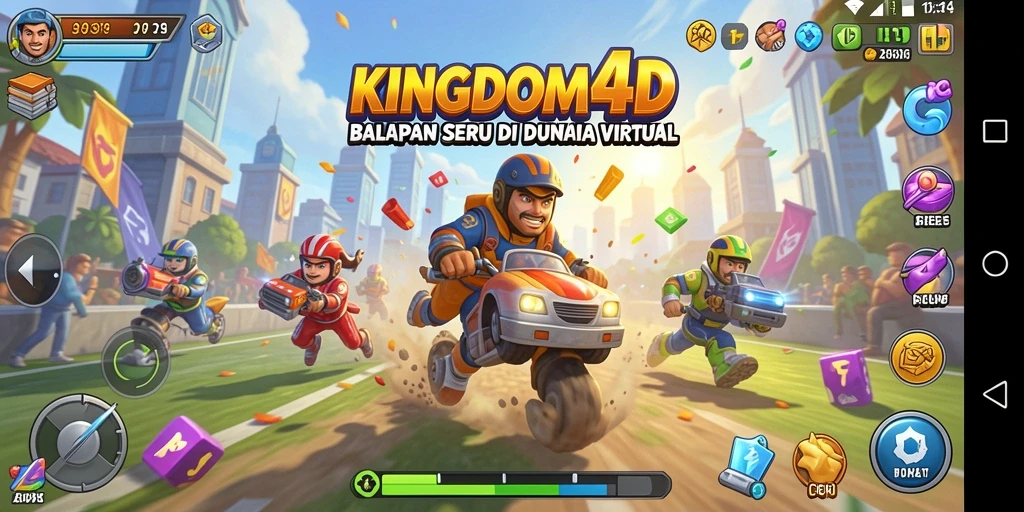 Tangkapan layar utama KINGDOM4D menampilkan aksi balapan yang mendebarkan.