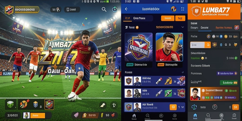 Screenshot LUMBA77 menunjukkan antarmuka utama aplikasi Sportsbook.