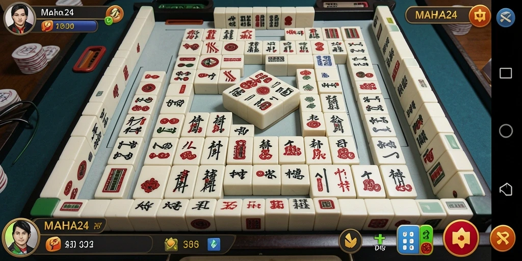 Tampilan gameplay menarik dari MAHA24 yang menampilkan aksi Mahjong.
