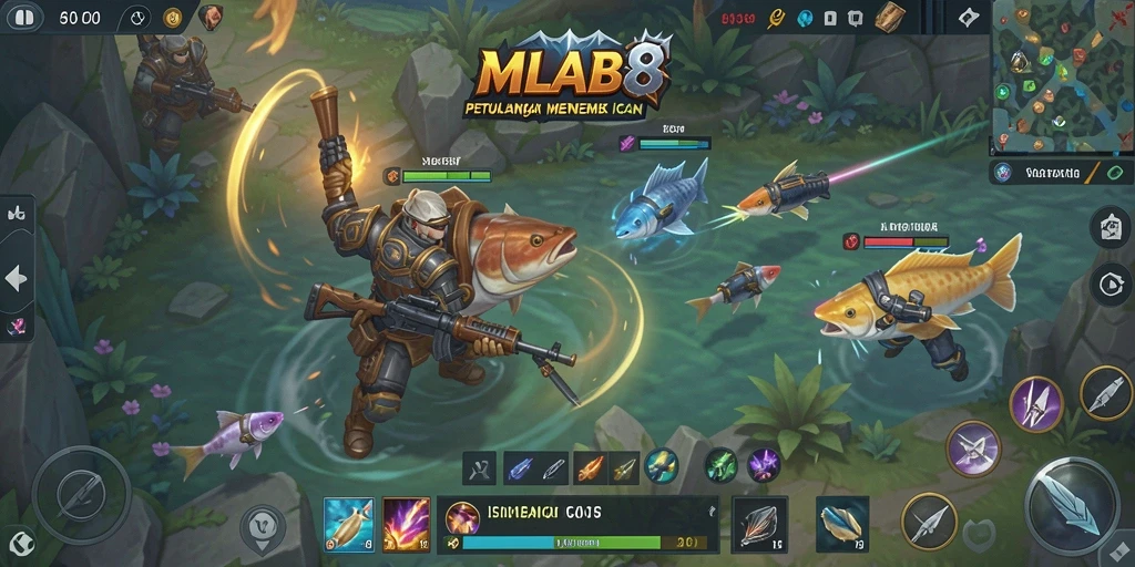 Tangkapan layar menunjukkan aksi menembak ikan di MLBB8.