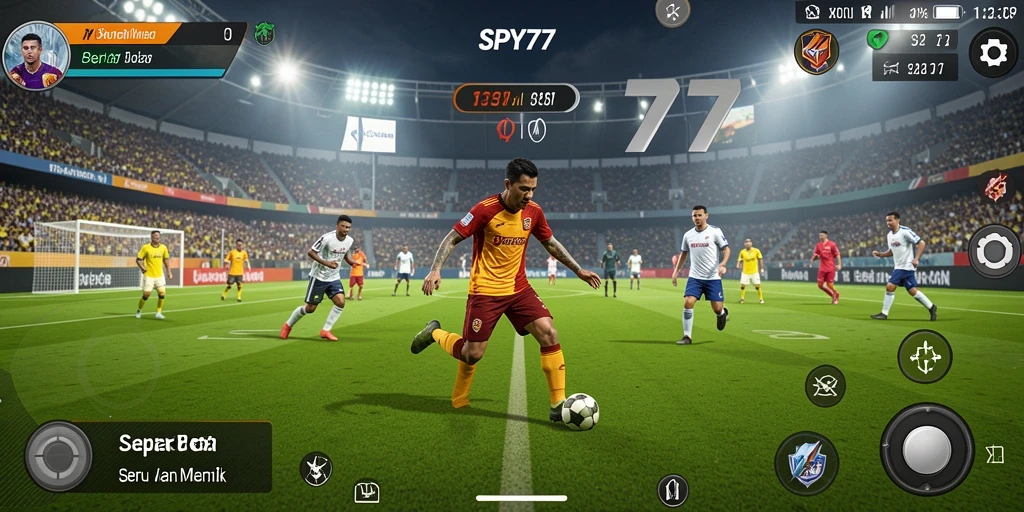 Tampilan gameplay SPY77 yang memukau dengan aksi sepak bola yang dinamis.