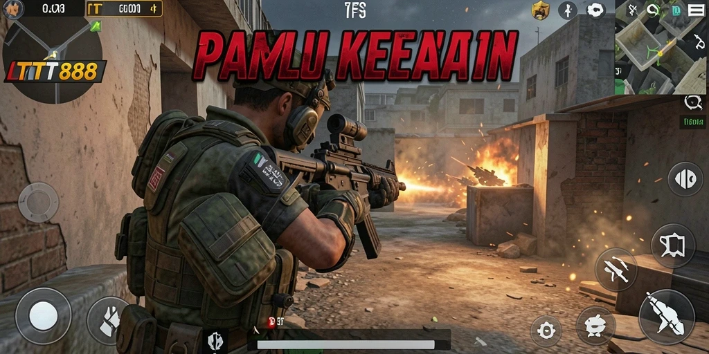 Screenshot TTT888 menampilkan aksi pertempuran yang intens di medan perang.