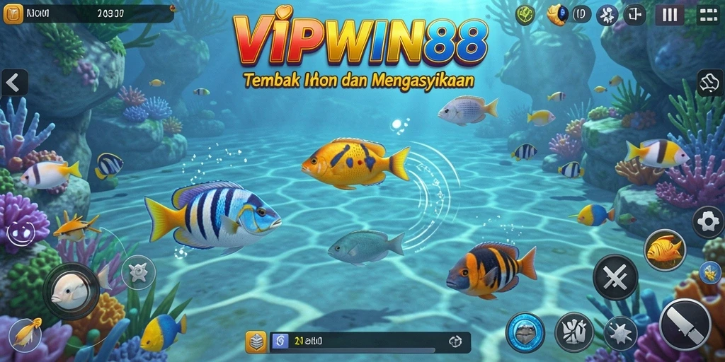 Tampilan gameplay menarik dari VIPWIN88 saat menembak ikan.
